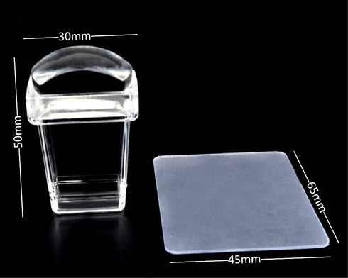 yueton Clear Jelly Soft Silicone Rectangular Nail Art Stamping Stamper with Scraper, DIY Polish Kit