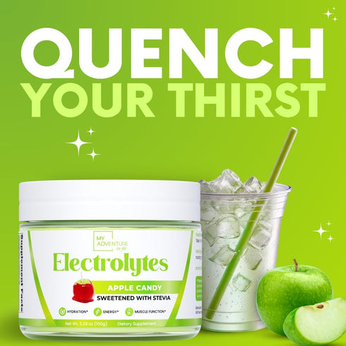Zero Sugar - Apple Candy Electrolytes Powder - Caffeine Free Hydration with All Natural Ingredients, 30 Servings