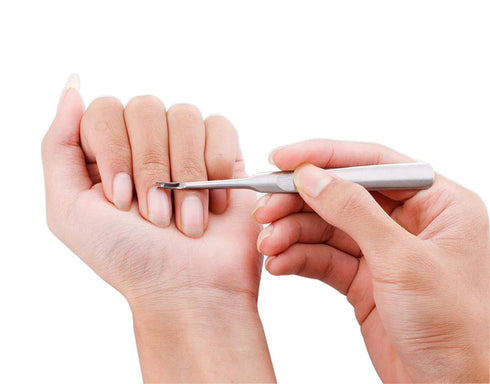 Professional Silver Stainless Steel Finger Cuticle Cleaner Fork Pusher, Nail Art Tools for Unisex