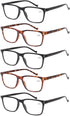 JOSCHOO 5 Pack Reading Glasses, Men Women Spring Hinges Comfortable Glasses for Reading, Medium