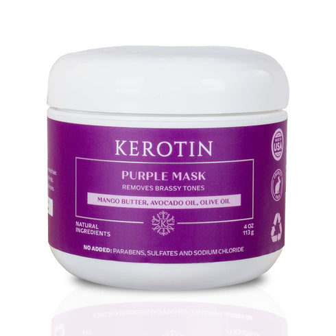 Kerotin Purple Hair Mask - Ultra Nourishing Moisturizing Mask for Blondes and Silver Hair; Removes Brassy Tones