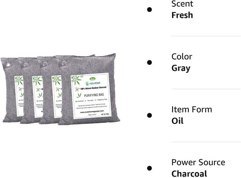 Nature Fresh Air Purifier Bags - Charcoal Bags Odor Absorber (4-Pack)