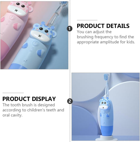Set 4pcs 2 Electric Toothbrush Sonic Tooth Brush for Blue Brush Heads USB Rechargeable Battery-Free Suitable for Oral