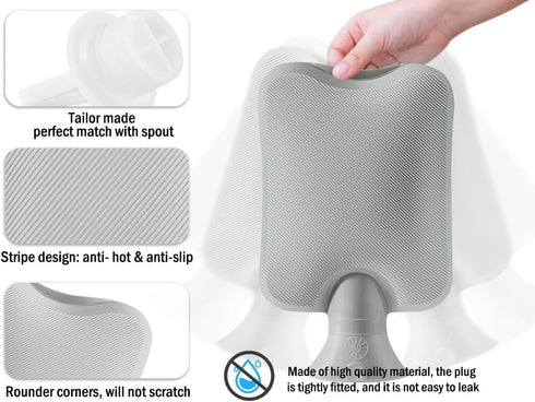 Kellegour 2pcs 2 Rubber Hot Water Bottle with Knitted Cover, Warm Water Heat Bottles for Menstrual Cramps, Pain Relief