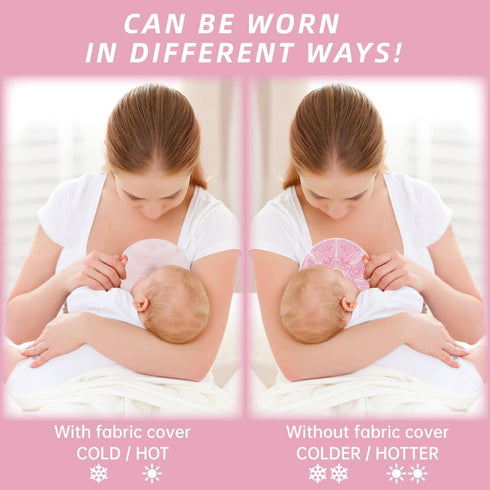 Hot/Cold Breast Gel Bead Ice Packs, Relief for Breastfeeding, Nursing Pain, 2 Pack (Pink)