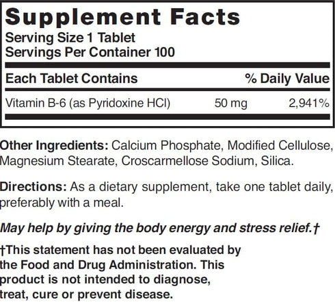 Nature's Blend Vitamin B-6 - 50mg