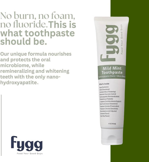 Fluoride Free Toothpaste, Nano Hydroxyapatite (Mild Mint), Dentist Recommended for Remineralizing & Whitening (4oz)