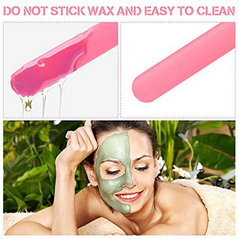 Pink Non-Stick Wax Spatulas, Silicone Applicator for Hair Removal, Reusable Hard Wax Sticks for Home Use