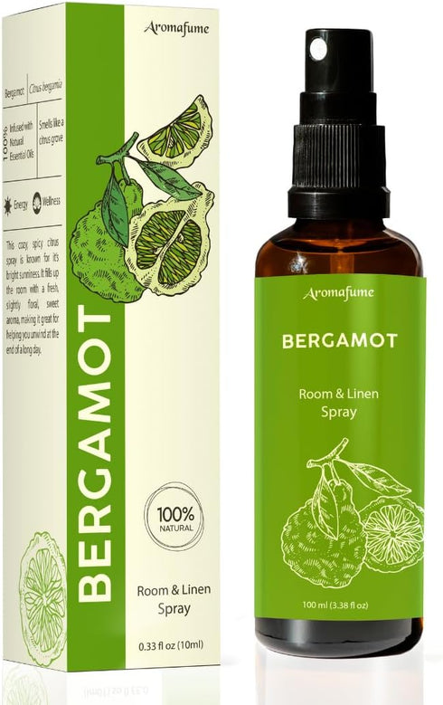 Bergamot Room, Linen & Pillow Spray by Aromafume, 100ml/3.38 fl oz, Aromatherapy Spray for Relaxation