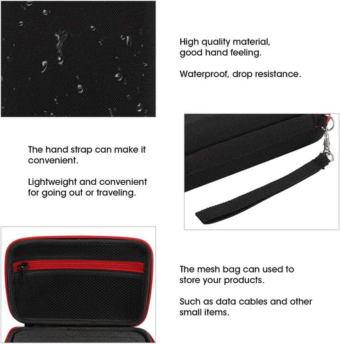 Nylon TPU Electric Shaver Storage Bag for Men Hair Shaving Tool, Organizer for QP2520/90/70 (Black Red)