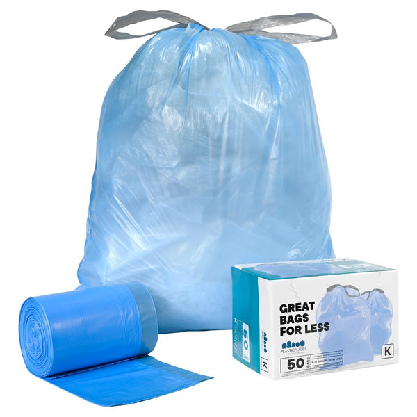 Plasticplace Custom Fit Trash Bags, Compatible with simplehuman Code K, 10 Gallon / 38 Liters, 50 Count