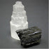 Wixine 2Pcs 1 Selenite Tower & 1 Extra Grade Black Tourmaline - Home Protection Kit Reiki