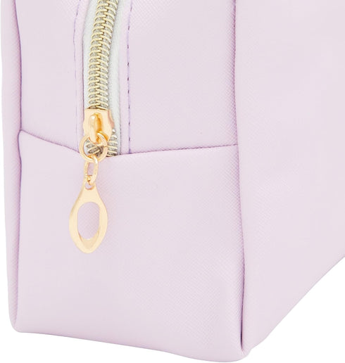 3 Pack Faux Leather Makeup Bag - Travel Cosmetic Pouches in 3 Pastel Colors