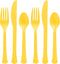 Reusable Yellow Sunshine Plastic Cutlery Assortment - Pack of 200 (Forks, Knives,