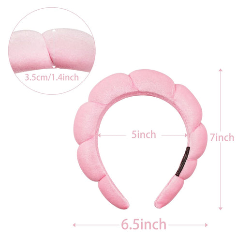 Ayesha Spa Headband for Women, Sponge Headband for Washing Face, Soft Hairband for Skincare Makeup (Pink)