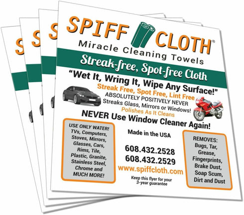 Spiff Cloth 4-Count, Miracle Cleaning Towels, Streak-Free, Cleans with Just Water, 16" x 16"