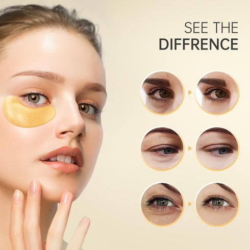 30 Pairs 24K Gold Under Eye Patches, Face Masks for Dark Circles and Puffy Eye Bags, Collagen Skincare