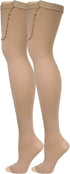 Truform Surgical Stockings, 18 mmHg Compression, Thigh High, Open Toe, Beige, Small