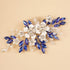 Silver Flower Blue Rhinestones Beads Hair Comb for Women Girls, Wedding Bridal Hair Piece Jewelry