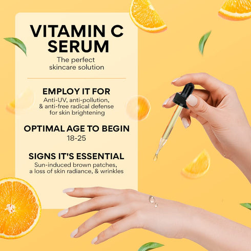 Vitamin C Serum for Face - 2oz Natural Anti-Aging Moisturizer, Brightening Dark Spot Remover with Hyaluronic Acid,
