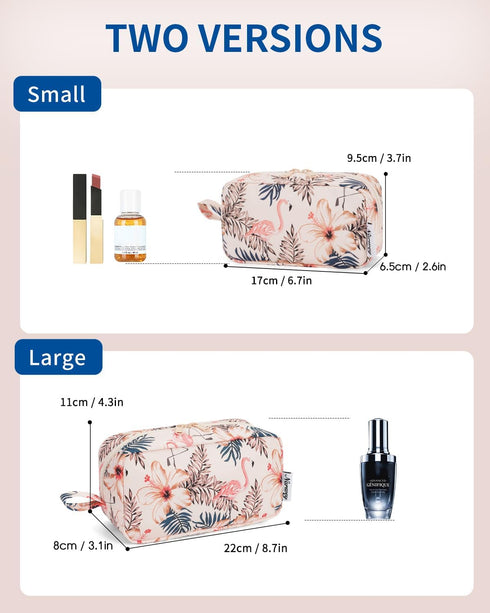 Narwey Large Makeup Bag, Travel Cosmetic Organizer Toiletry Bag for Women (Beige Flamingo, Large)