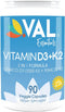 VAL Essentials Vitamin K2 + D3 Supplement, 5000 IU D3 & 90 mcg K2 MK-7, Non-GMO, 90 Vegetarian Capsules