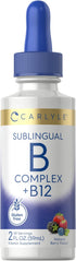 Carlyle Sublingual Vitamin B Complex 2 Fluid Ounces | with B12 | Vegetarian, Non-GMO, Berry Flavor Supplement