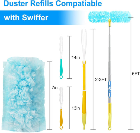 KeFanta 30 Count Duster Refills for Swiffer Dusters, Heavy Duty Multi Surface 360 Duster Refills & 1 Handle