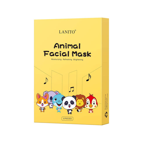 Animal Spa Masks | Character Sheet Masks | Kids Facial Mask | Spa Day Party | Girls Night | 6 Pieces for All Skin Types