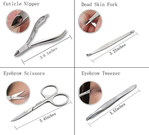 Manicure Set Professional Nail Clippers Kit, 12Pcs Stainless Steel Grooming Tools for Travel or Home, Rose Gold