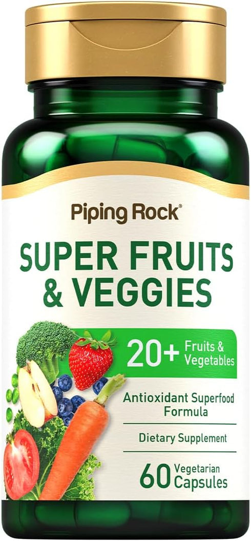 Fruits and Veggies Supplement | 60 Capsules | Superfood Fruit and Vegetables Vitamins, Non-GMO, Gluten Free
