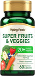 Fruits and Veggies Supplement | 60 Capsules | Superfood Fruit and Vegetables Vitamins, Non-GMO, Gluten Free