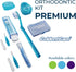 Orthodontic Oral Care Kit for Cleaning Brackets Braces, Includes Toothbrush, Dental Floss, Wax, and Case (Blue)