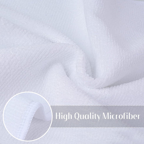 SINLAND 12 Pack Microfiber Cleaning Cloths, 12"x12", White, Absorbent Dish Rags, No Streak Lens Cloths
