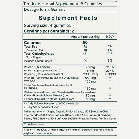 Morning Recovery Support Gummies, Vegan Milk Thistle Supplement with Prickly Pear for Liver Support