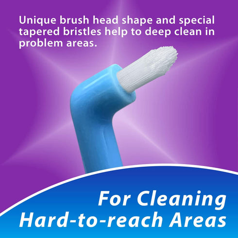 BrightWorks Manual End Tuft Brush, Pack of 3, Cleans Difficult Areas Around Crowns, Bridges, and Implants