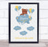 The Card Zoo New Baby Birth Details Christening Nursery Bear Cloud Balloons Gift Print
