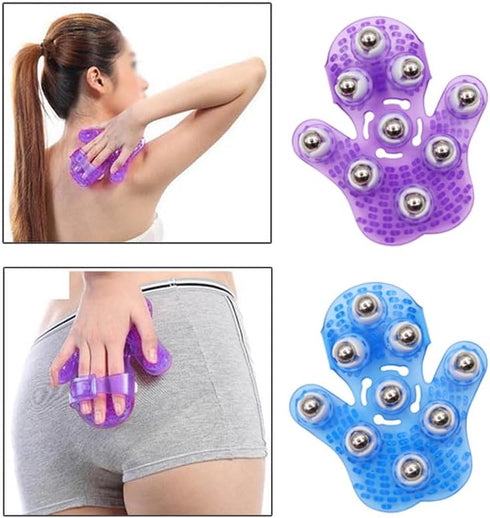 SCOLAND Roller Ball Body Massage Glove Anti-Cellulite Muscle Pain Relief Relax Massager for Neck Back Shoulder Buttocks