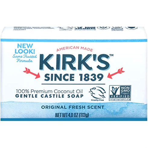 Kirk's Castile Coco Castile Bar Soap, Original, 4 oz, 2 Pack