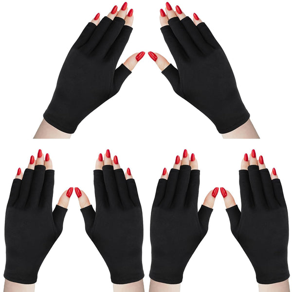 Syhood 3 Pair UV Gloves for Nail Lamp, UPF50+ UV Fingerless Protection Gloves for Manicures