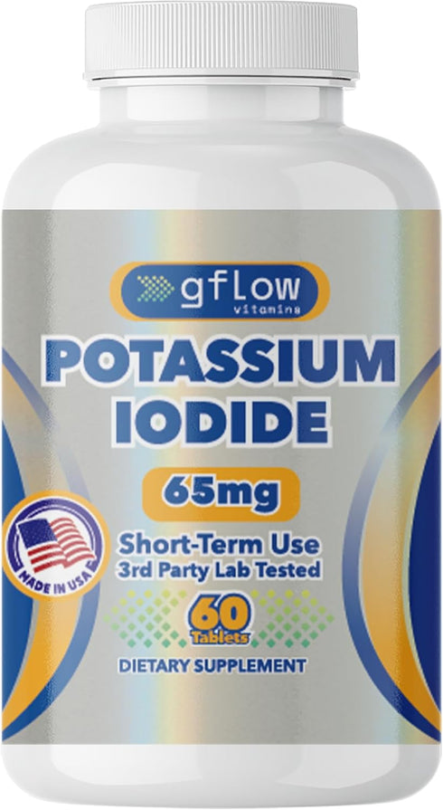 Potassium Iodide 65 mg Dietary Supplement - 2 Months Supply, Thyroid Support - Non-GMO, Made in The USA, Exp Date