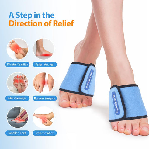 Cold Therapy Wrap with 2 Packs & 2 Sleeves - Reusable Gel Ice Packs for Foot, Wrist, Ankle Pain Relief, Blue