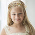 NODG Gold Tiaras for Women, Pearl Bride Crowns Wedding Headpiece, Gold Flower Bridal Hair Piece