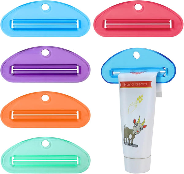 SMLBJUTE 5Pcs Plastic Tooth Paste Tube Squeezer Dispenser, Hanging Roller Tube Squeezer Holder
