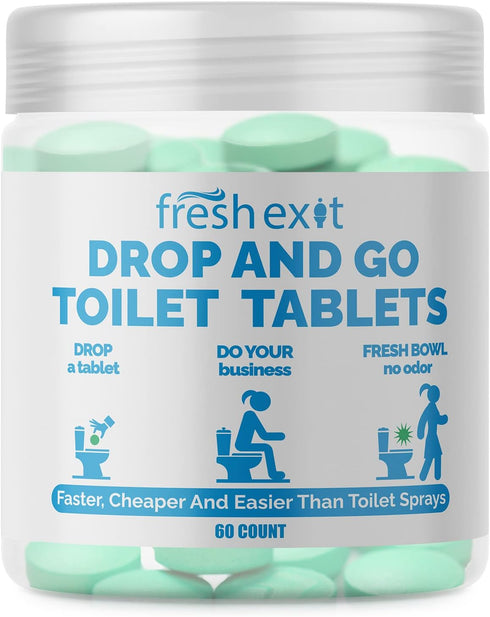 FreshExit Toilet Tablets, Replaces Toilet Sprays, Clean Bowl with Fresh Citrus Scent, 60ct