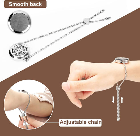 ttstar Essential Oil Diffuser Bracelet - Stainless Steel Aromatherapy Locket with 24pcs Refill Pads Gift Set