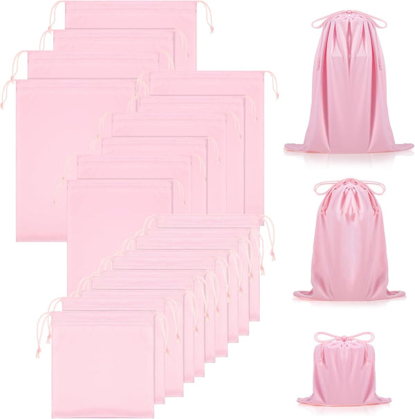 Hillban 20 Pcs Adult Game Toy Storage Bags, Microfiber Drawstring Organizer Pouch Case for Game Toy, Light Pink