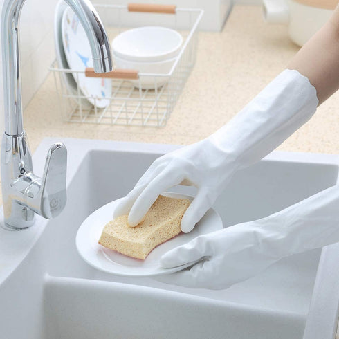 HSL Reusable Household Cleaning Gloves - Medium, 3 Pairs, Kitchen Dishwashing, Latex Free, Waterproof, Non-Slip