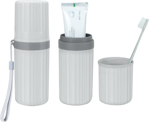 Travel Toothbrush Holder, Large Portable Toothbrush Cup Case for Business Trip, Camping, School - Gray