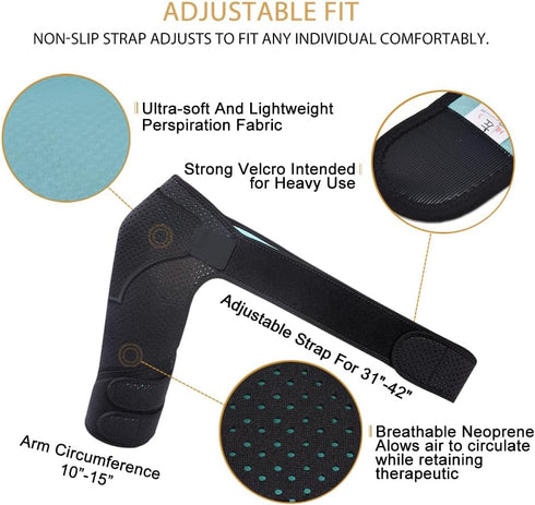 HUEGLO Right Shoulder Brace for Men, Torn Rotator Cuff Support Stabilizer for Women, Shoulder Pain Relief